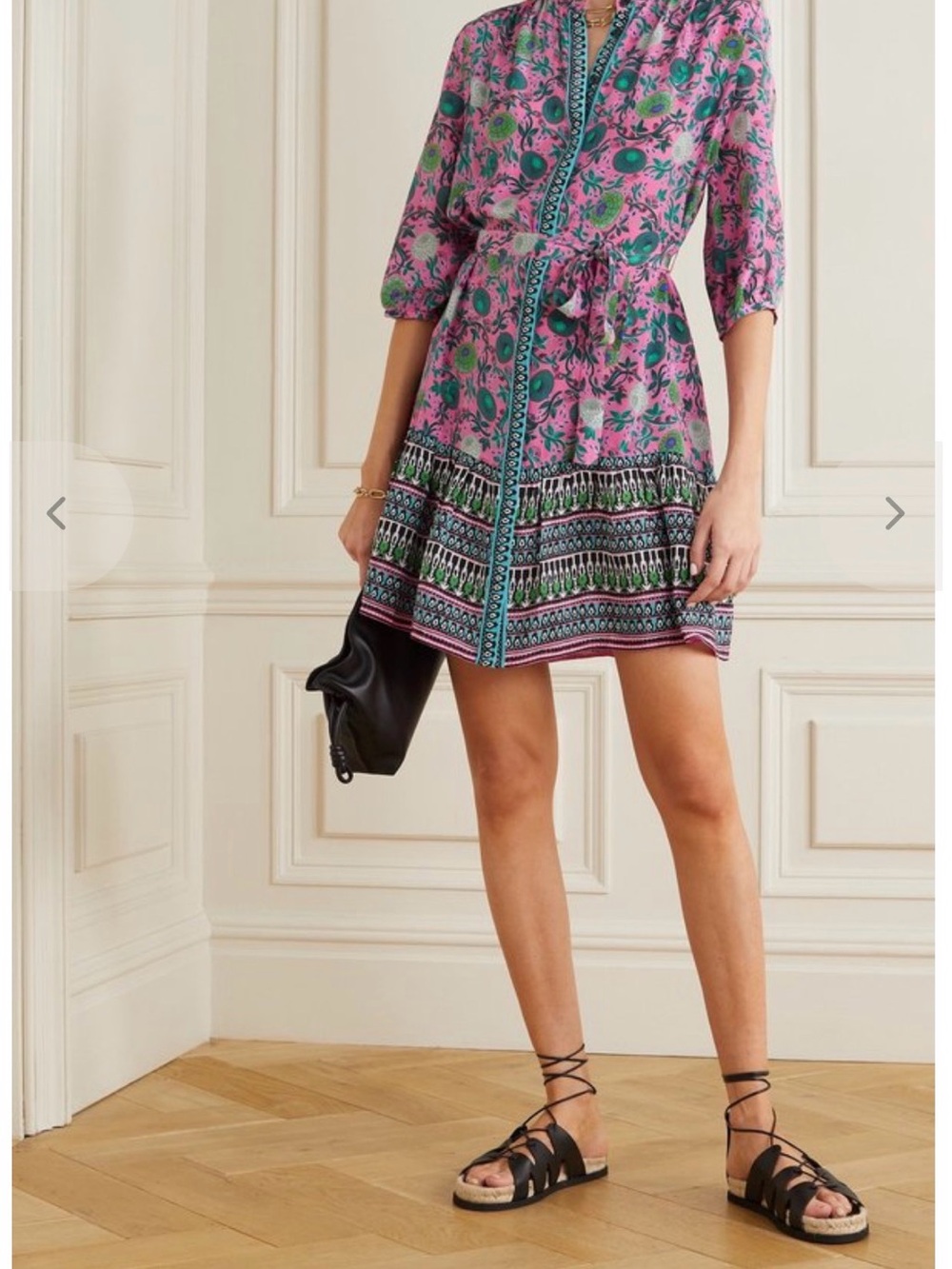 SALONI Pink Floral Printed Belted Women’s Dress